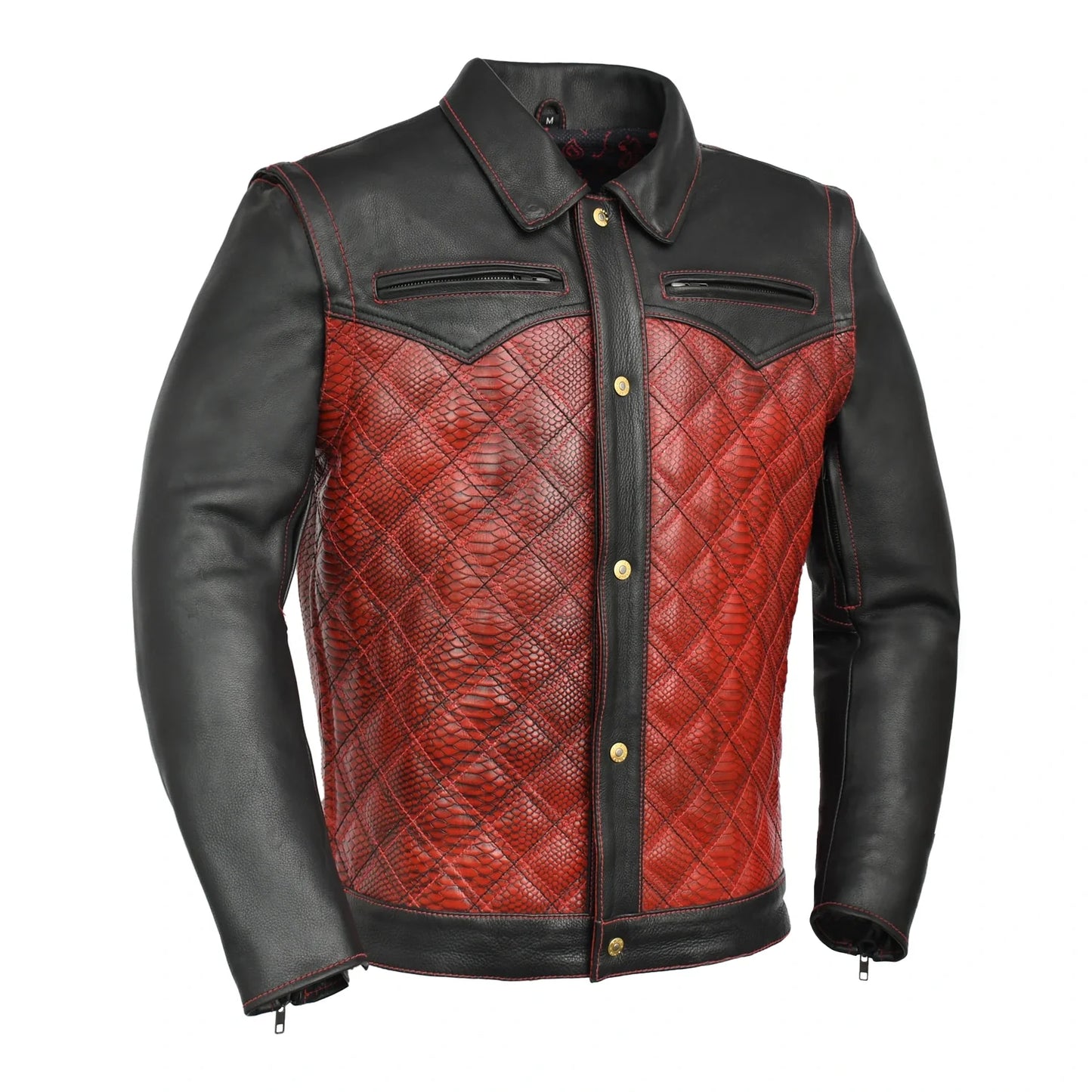 First Manufacturing Company Redstrike Men’s Motorcycle Leather Jacket