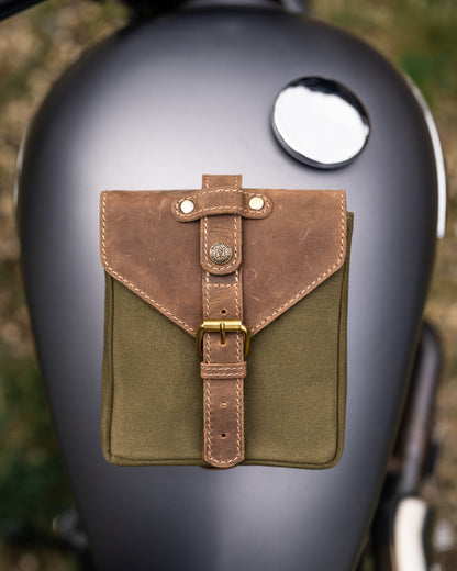 Goldtop Motorcycle Outfitters Canvas & Leather Motorcycle Tank Bag - Small