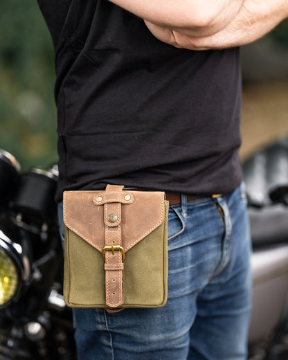 Goldtop Motorcycle Outfitters Canvas & Leather Motorcycle Tank Bag - Small