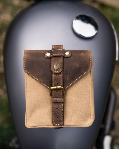 Goldtop Motorcycle Outfitters Canvas & Leather Motorcycle Tank Bag - Small