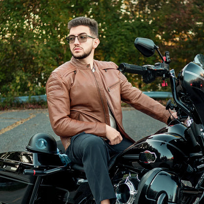 First Manufacturing Company Crusader Men's Motorcycle Leather Jacket