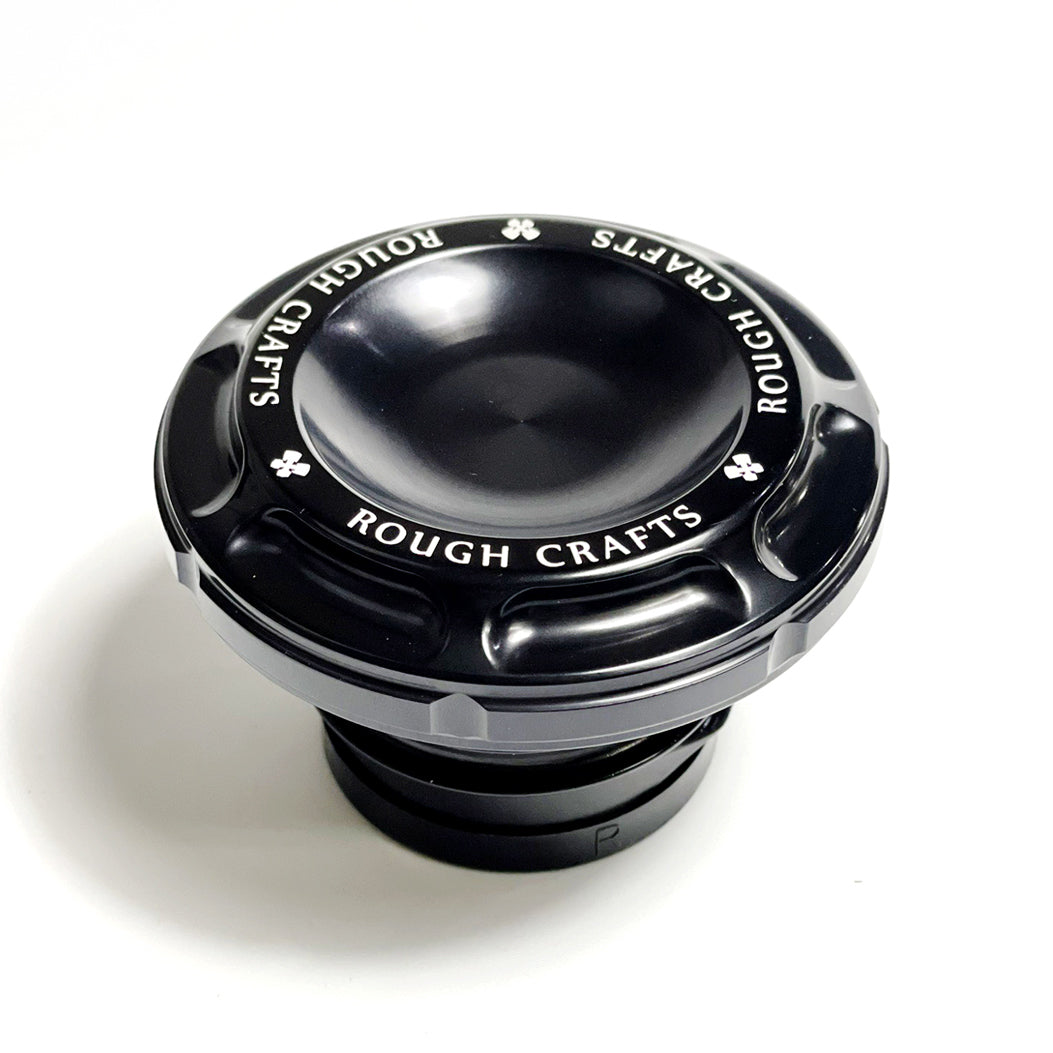 ROUGH CRAFTS Groove Gas Cap For Harley Davidson - Anodized Black