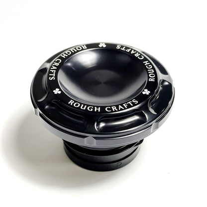 ROUGH CRAFTS Groove Gas Cap For Harley Davidson - Anodized Black