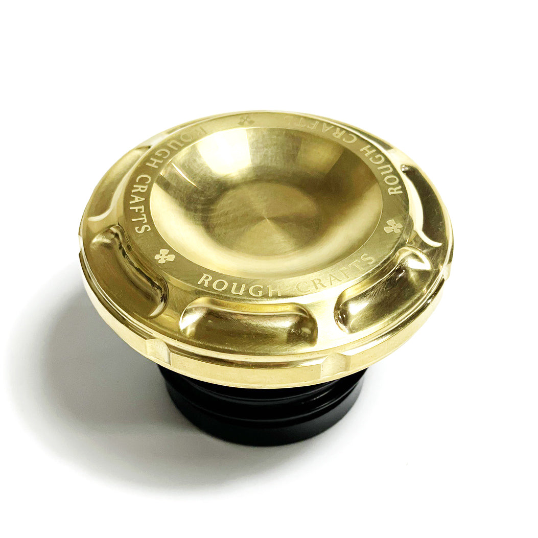 ROUGH CRAFTS Groove Gas Cap For Harley Davidson - Natural Brass