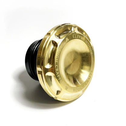 ROUGH CRAFTS Groove Gas Cap For Harley Davidson - Natural Brass