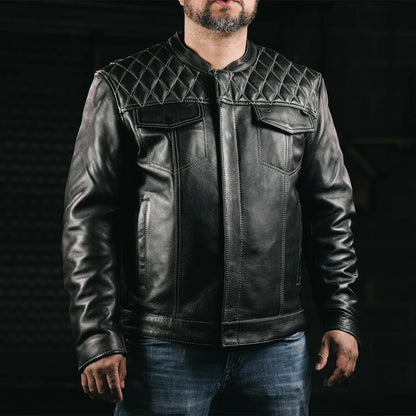 First Manufacturing Company Cinder Men's Cafe Style Leather Jacket
