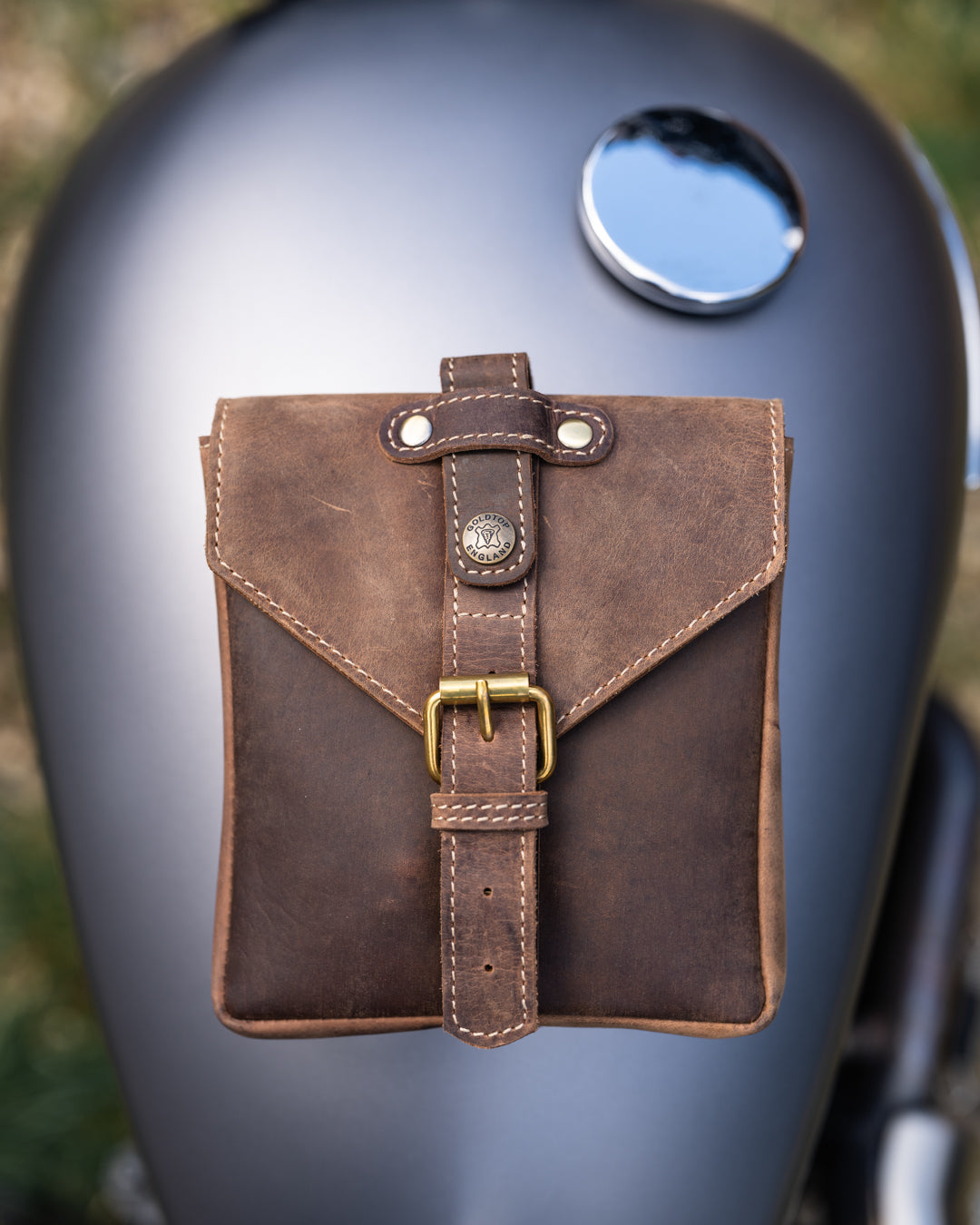 Goldtop Motorcycle Outfitters Leather Motorcycle Tank Bag - Small