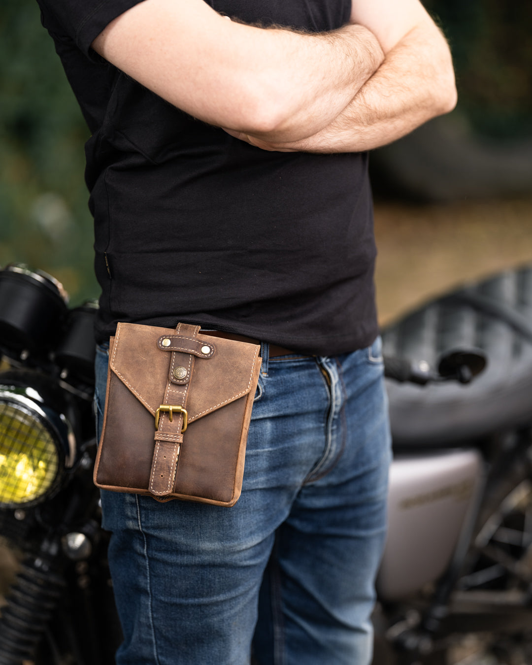 Goldtop Motorcycle Outfitters Leather Motorcycle Tank Bag - Small