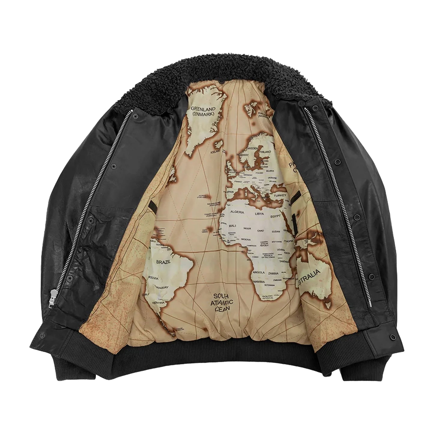 First Manufacturing Company Old World Map Bomber Jacket