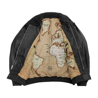 First Manufacturing Company Old World Map Bomber Jacket