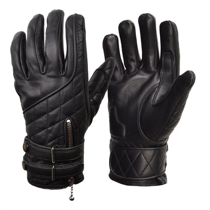 Goldtop Motorcycle Outfitters Quilted Cafe Racer Motorcycle Gloves- Men's