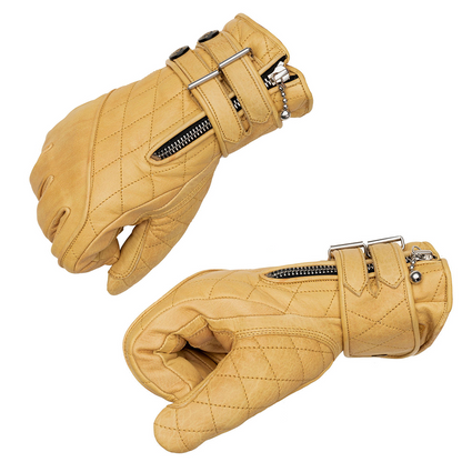 Goldtop Motorcycle Outfitters Quilted Cafe Racer Motorcycle Gloves- Men's