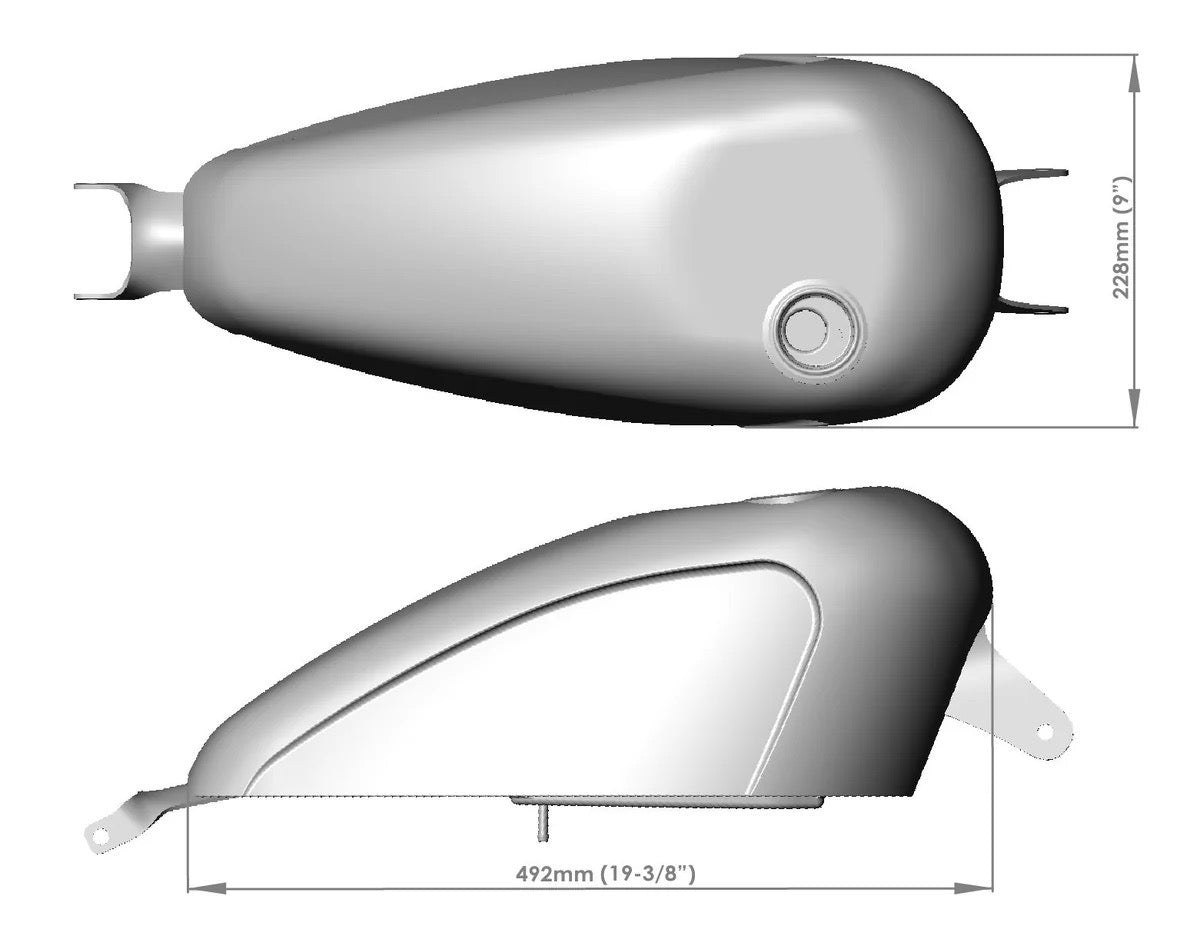 ROUGH CRAFTS Iron Guerilla  Motorcycle EFI Gas Tank for 2007- 2022 Harley Davidson Sportster