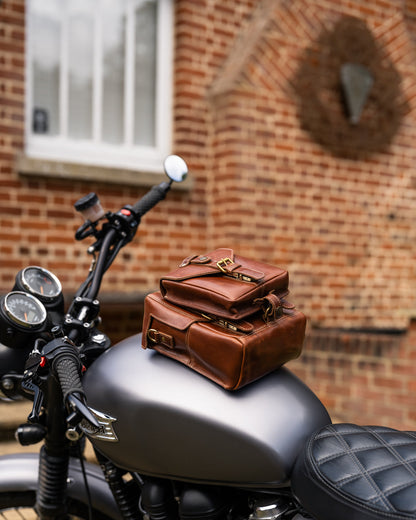 Goldtop Motorcycle Outfitters Leather Motorcycle Tank Bag - Small