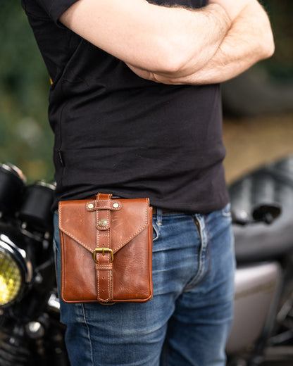 Goldtop Motorcycle Outfitters Leather Motorcycle Tank Bag - Small