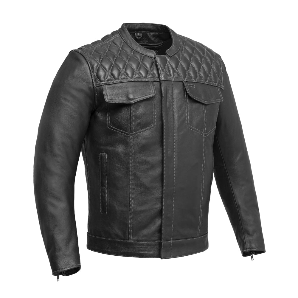 First Manufacturing Company Cinder Men's Cafe Style Leather Jacket