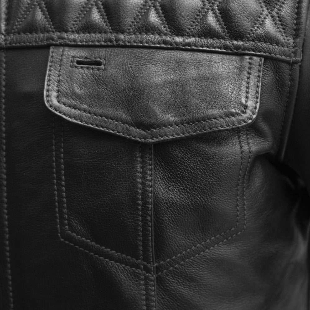 First Manufacturing Company Cinder Men's Cafe Style Leather Jacket