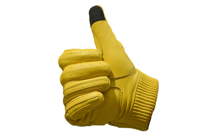 Bike EXIF El Chapo Cowhide Motorcycle Glove Unisex- Yellow