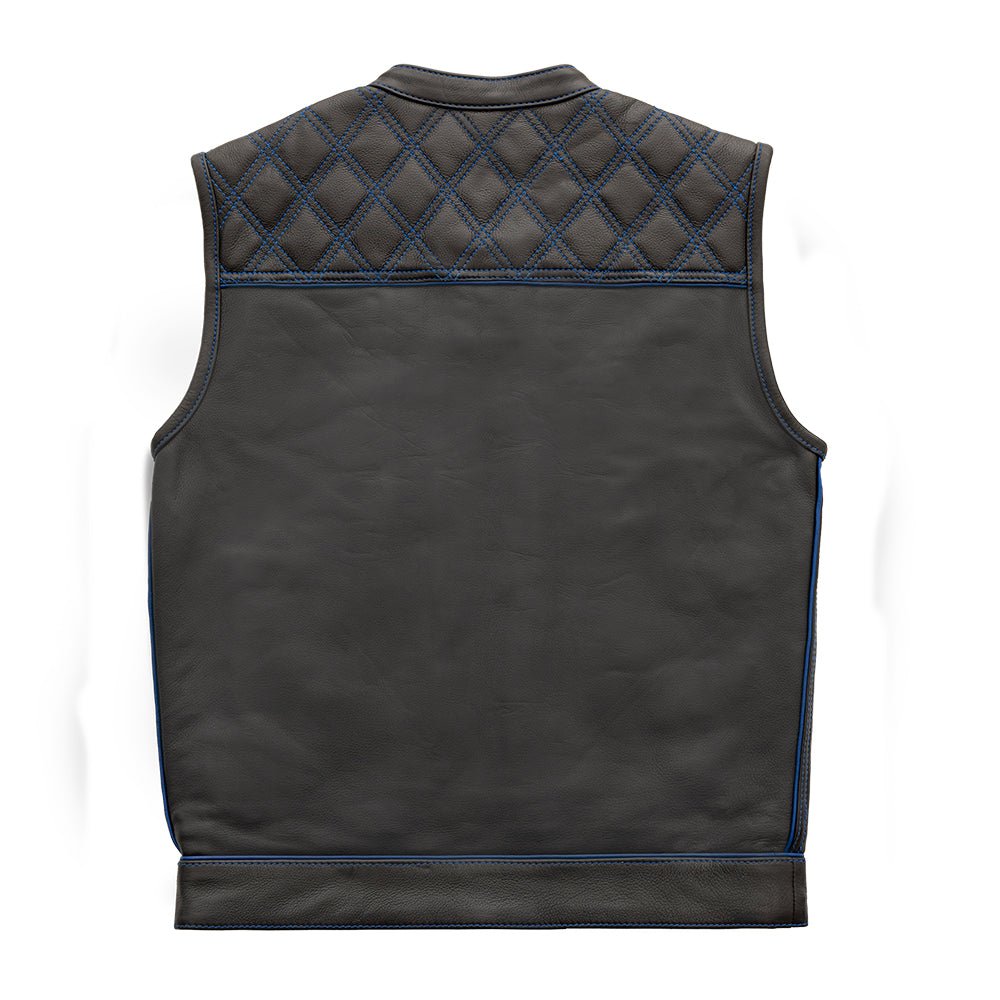 First Manufacturing Company Finish Line - Blue Checker - Men's Motorcycle Leather Vest