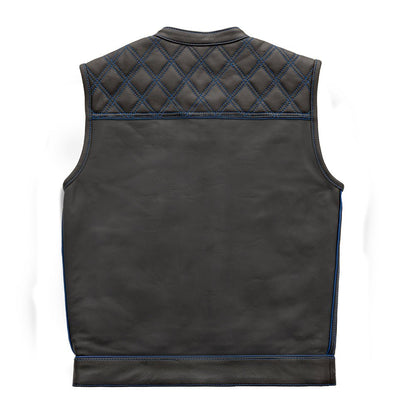 First Manufacturing Company Finish Line - Blue Checker - Men's Motorcycle Leather Vest