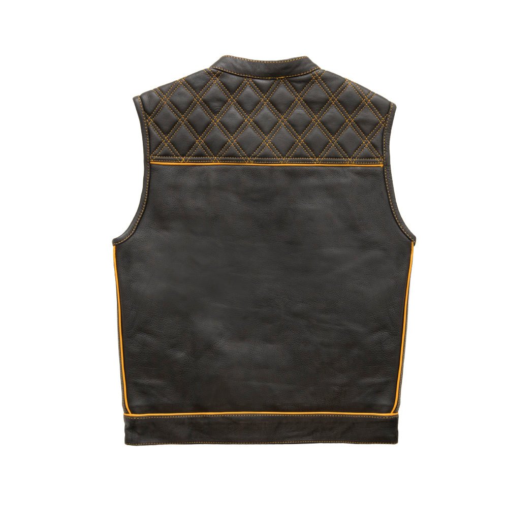 First Manufacturing Company Finish Line - Gold Checker - Men's Motorcycle Leather Vest