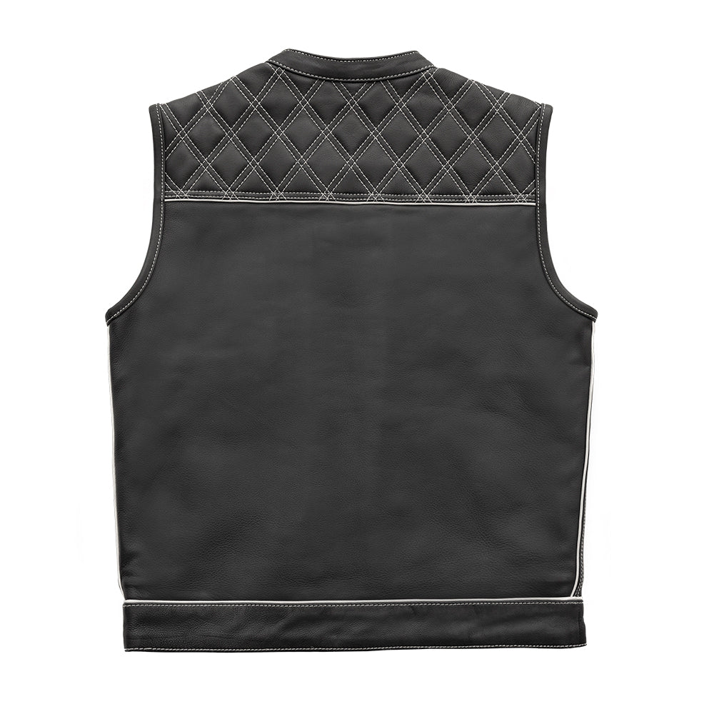 First Manufacturing Company Finish Line - White Checker - Men's Motorcycle Leather Vest