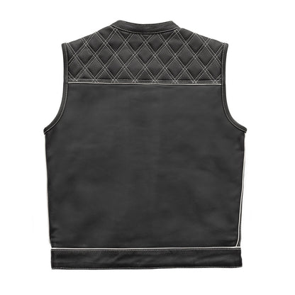 First Manufacturing Company Finish Line - White Checker - Men's Motorcycle Leather Vest