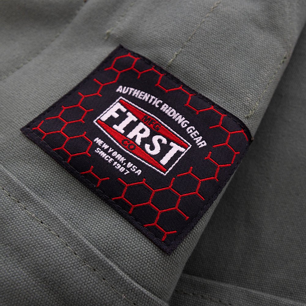 First Manufacturing Company Hunt Club Motorcycle Leather Canvas Vest Green