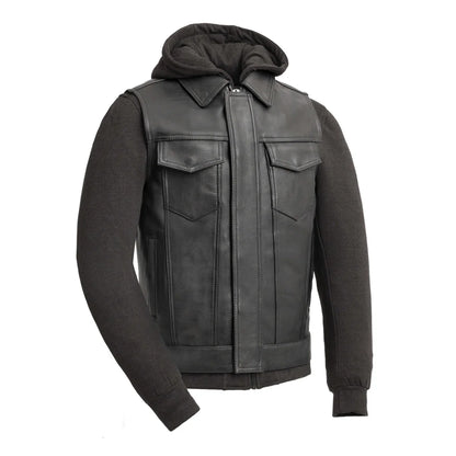 First Manufacturing Company Kent Men's Motorcycle Leather Vest and Hoodie