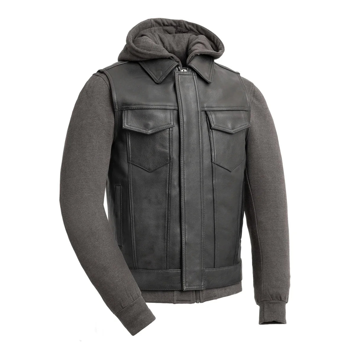 First Manufacturing Company Kent Men's Motorcycle Leather Vest and Hoodie