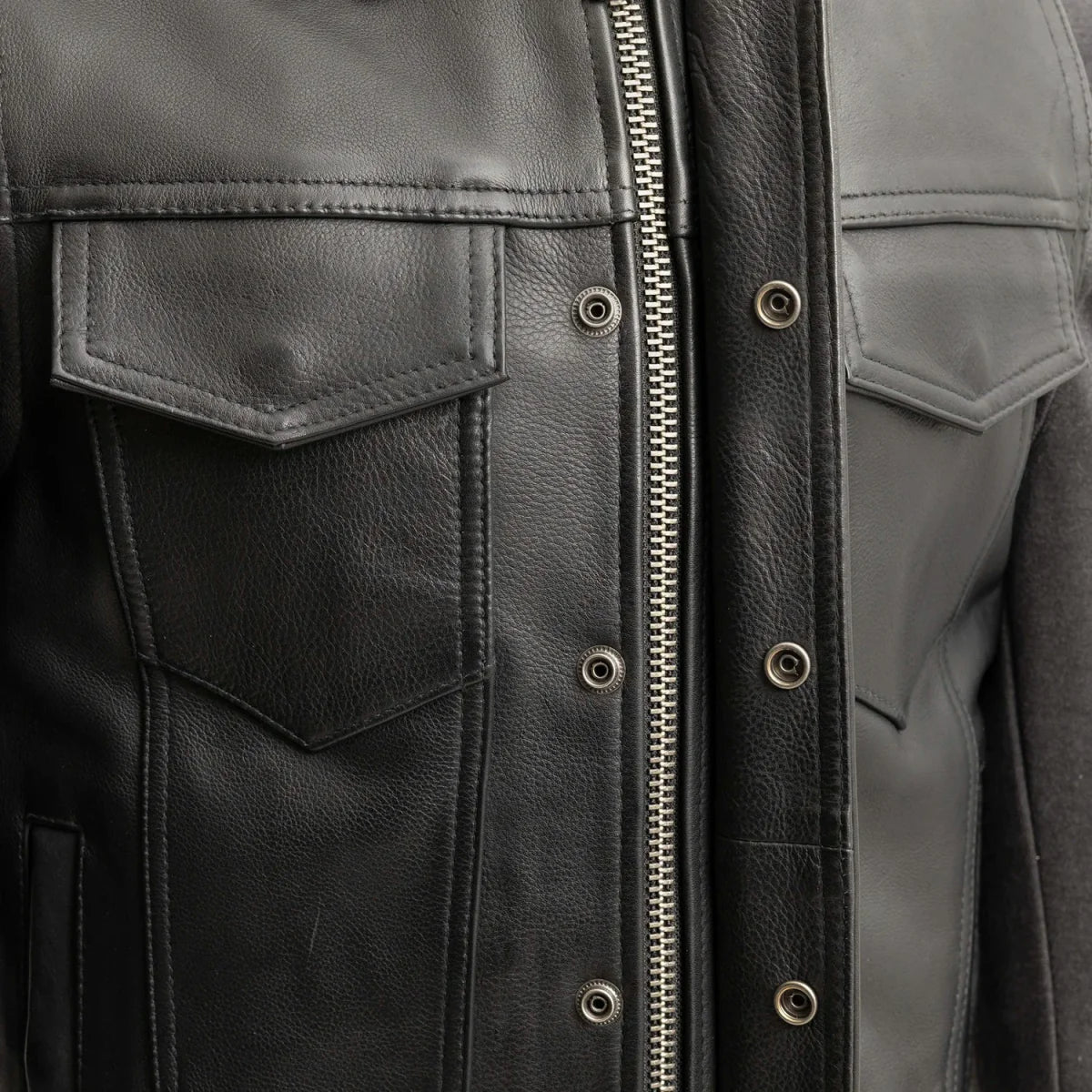 First Manufacturing Company Kent Men's Motorcycle Leather Vest and Hoodie