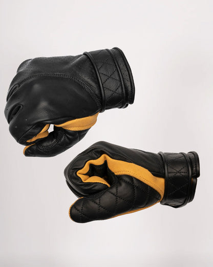 Goldtop Motorcycle Outfitters Short Bobber Motorcycle Gloves with Deerskin Palm